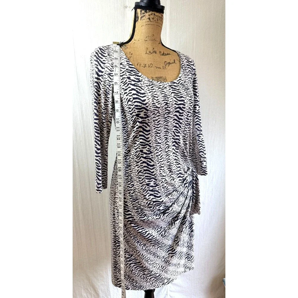 Gerard Darel Zebra Print Silk Cotton Ruched Side Tie Dress Size 38/US 6 France